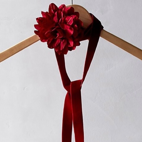 Free People Accessories - Free People Melody  Flower Choker Burgundy, Velvet with clasp OS, necklace